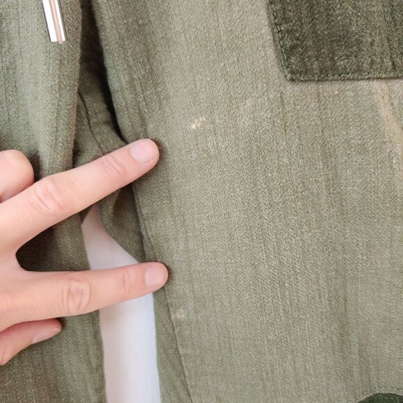 J. Crew Linen Blend Green Cargo Pants Patchwork Joggers Grunge Women's 00 - Picture 14 of 14